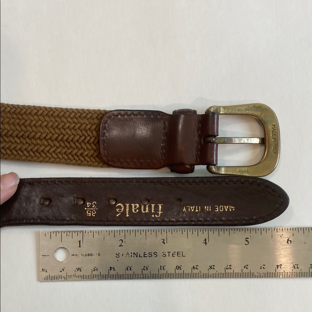 FINALE Brown Braid Leather Belt Made in Italy - Picture 7 of 14